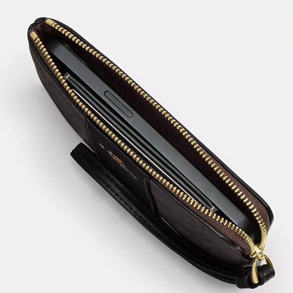 🎁 Coach Corner Zip Wristlet In Signature Canvas With Bow Print - Picture 3 of 9